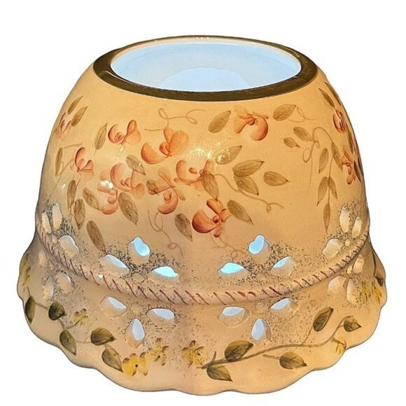 Home Interiors Homco Ceramic Candle Topper Floral Cutouts Design  6” x 4” - Picture 3 of 6